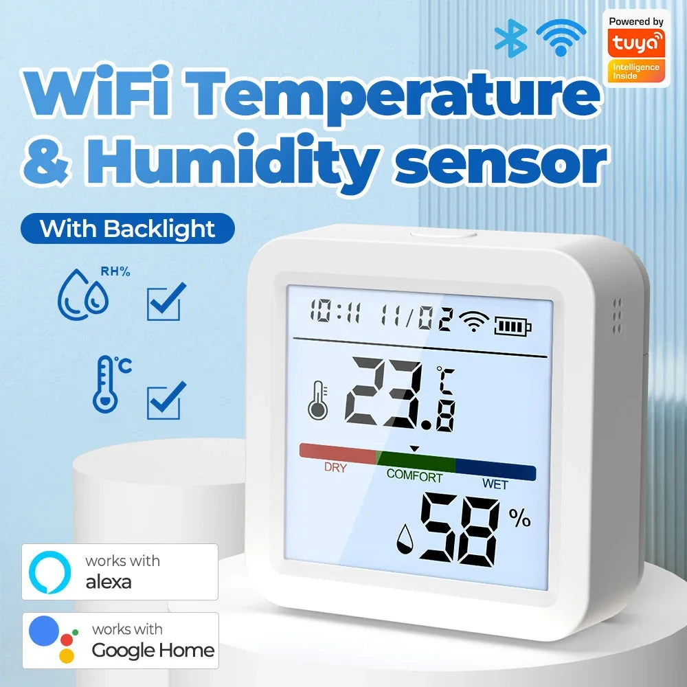 WIFI Temperature & Humidity Sensor With Backlight Hygrometer Thermometer Smart Home APP Remote Moniter Support Alexa Assistant