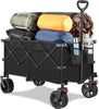 Folding Wagon With Rebound Handle- Wagons Carts Heavy Duty Foldable - Beach Wagon Camping Garden Shopping Grocery Cart