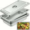 4" Deep Full Size Steam Table Pans w/ Lids 4 Pack Set Hotel Food Buffet