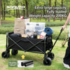 300kg Folding Wagon with Canopy & Seats, Heavy Duty Beach Cart for Camping, Picnic, Grocery Shopping, Portable Utility Pull Cart