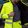 Hi Viz Yellow Workwear Suits for Work in Winter 3 in 1 Hi Vis Workwear Waterproof Jacket with Linner and Working Pants Men Set