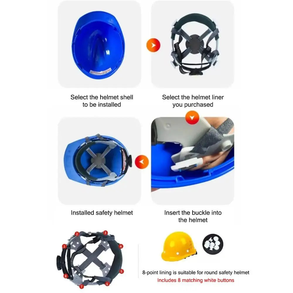 Hot 4/8 Points Support Helmet Lining Knob/button Suspension System Hat Adjustable Lock Strap Black&grey Head Belt
