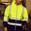 Men Reflective Stripe Hoodie Sweatshirt Long Sleeve Fitting Zipper Hooded Pullover Sanitation Workers Work Clothes Sweatshirt