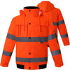 Winter High Visibility Warm Jacket for Men Fluorescent Orange Waterproof Jacket Reflective Bomber Jacket Workwear
