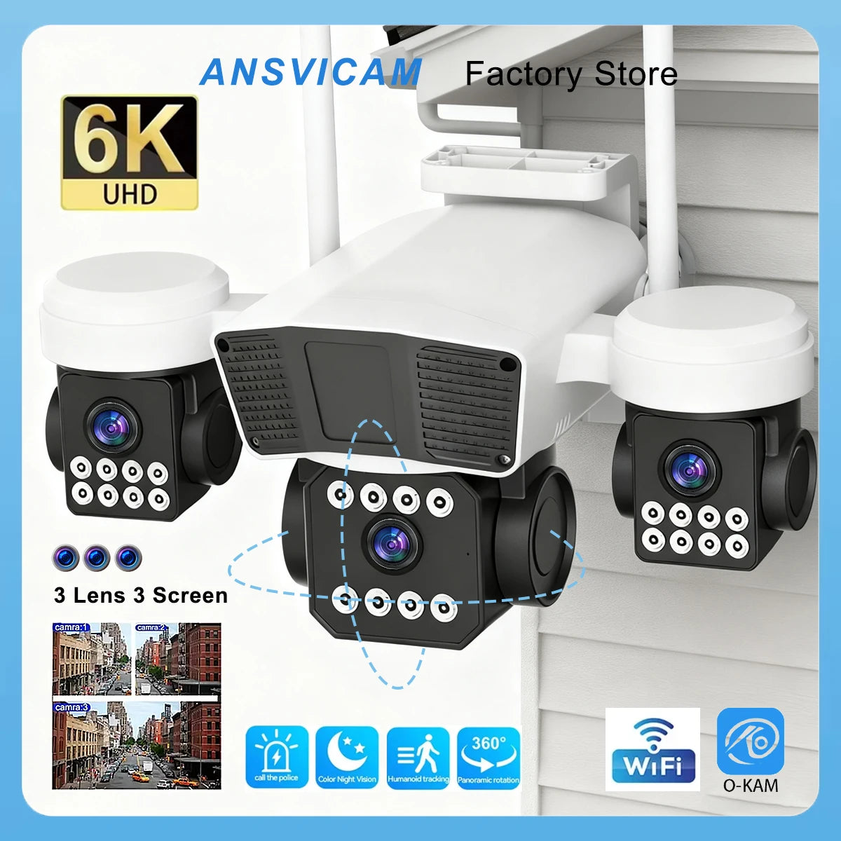 6K Triple‑Lens Outdoor PTZ Camera