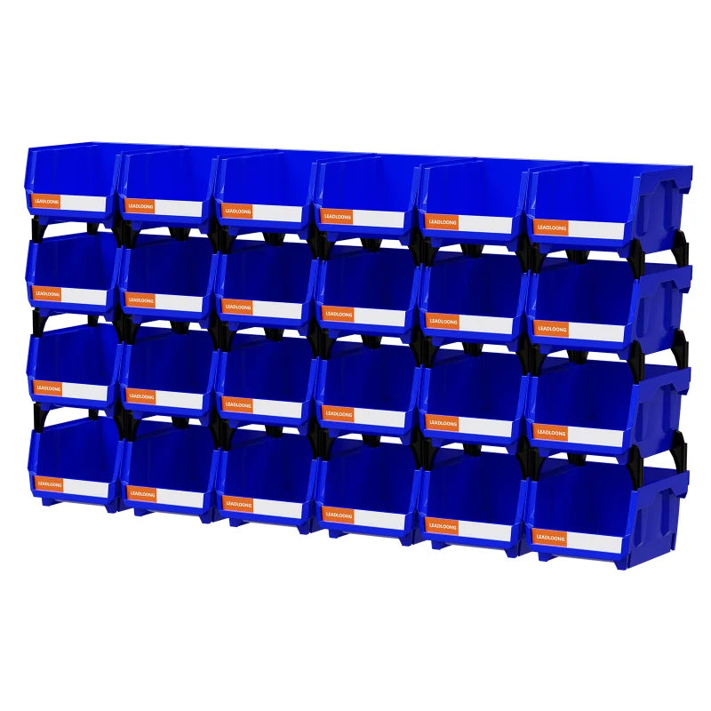 6/24Pcs Stackable/Hanging Garage Containers  Heavy-Duty Organizer Shelf System with Multi-Purpose Design