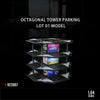 Car Garage Models 1:64 Octagonal Building Parking Lot - 48 Parking Spaces, Lighted, Miniature Simulation Scene