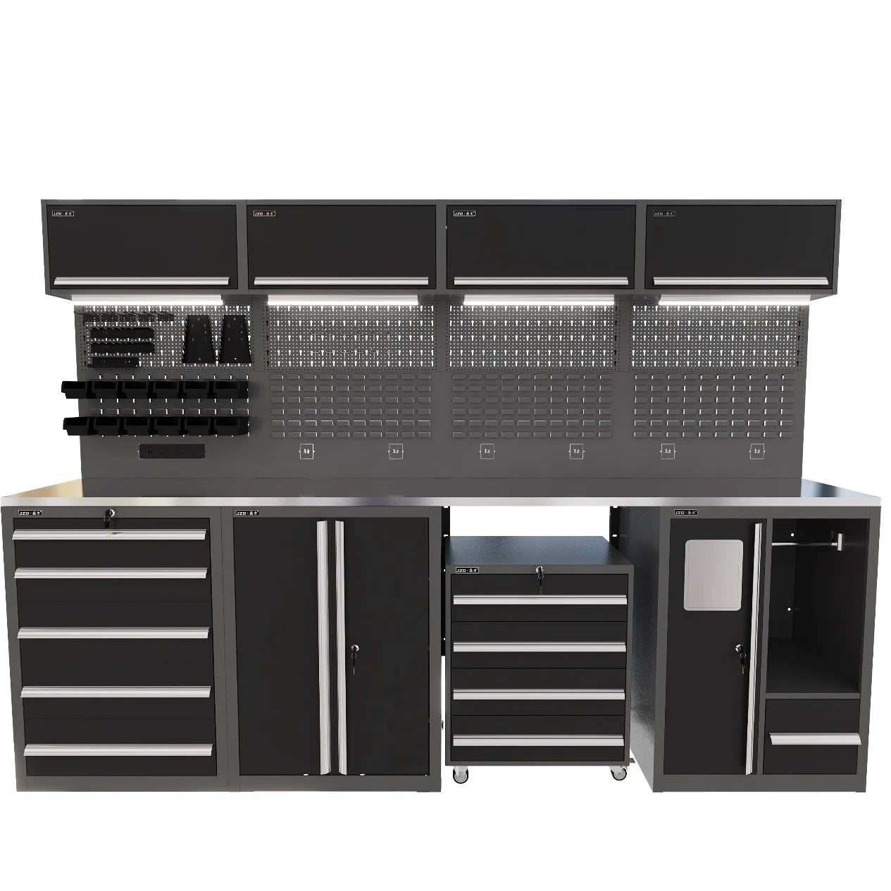 Garage Mechanic Tools Organizing Cabinets: Premium Steel Combo Of Drawer Cabinet And Double-Door Tool Cabinets