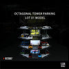Car Garage Models 1:64 Octagonal Building Parking Lot - 48 Parking Spaces, Lighted, Miniature Simulation Scene