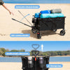 Folding Wagon With Rebound Handle- Wagons Carts Heavy Duty Foldable - Beach Wagon Camping Garden Shopping Grocery Cart
