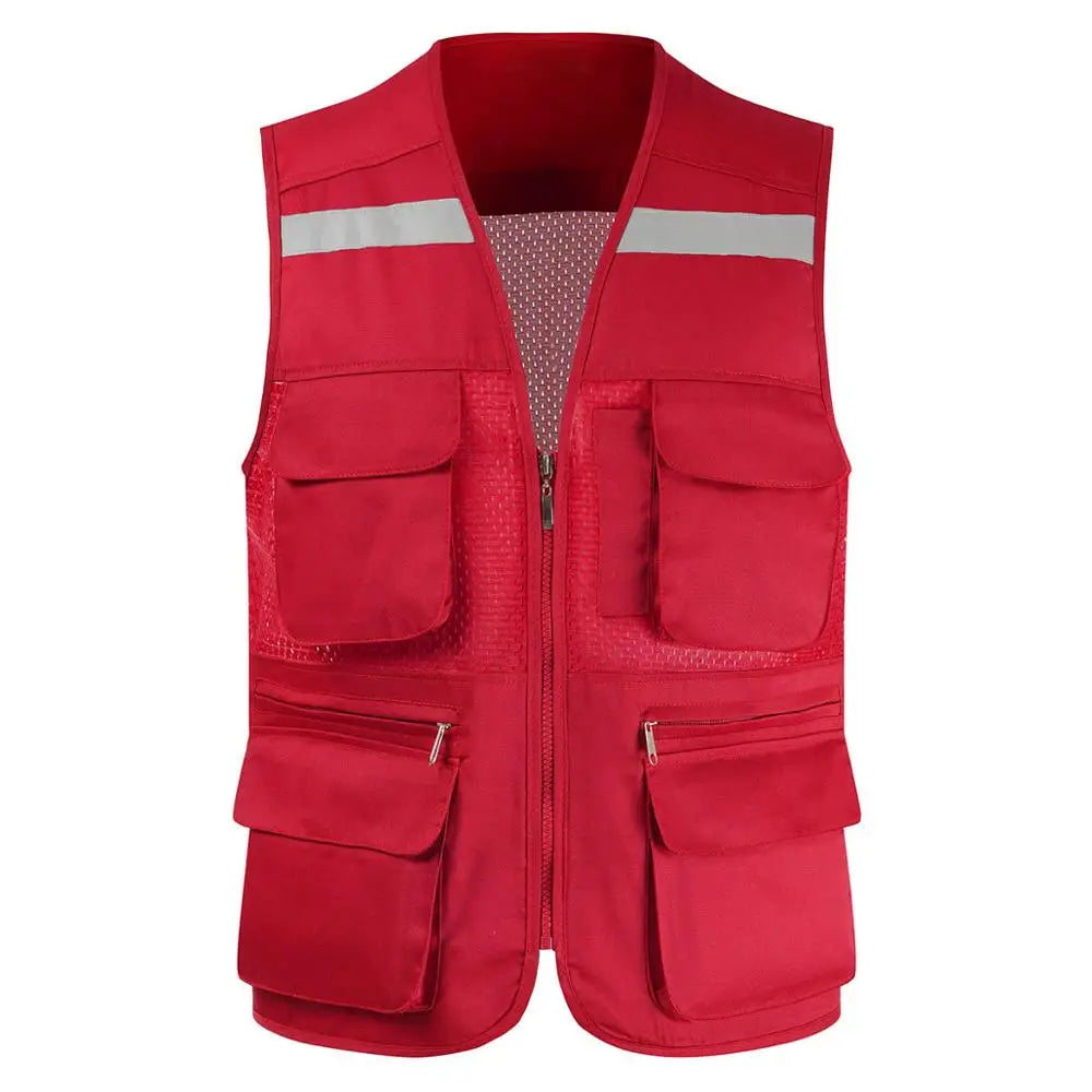Men's Summer Mesh Vest Photography Work Multi-Pockets Outdoors Journalist's Vest Sleeveless Jackets