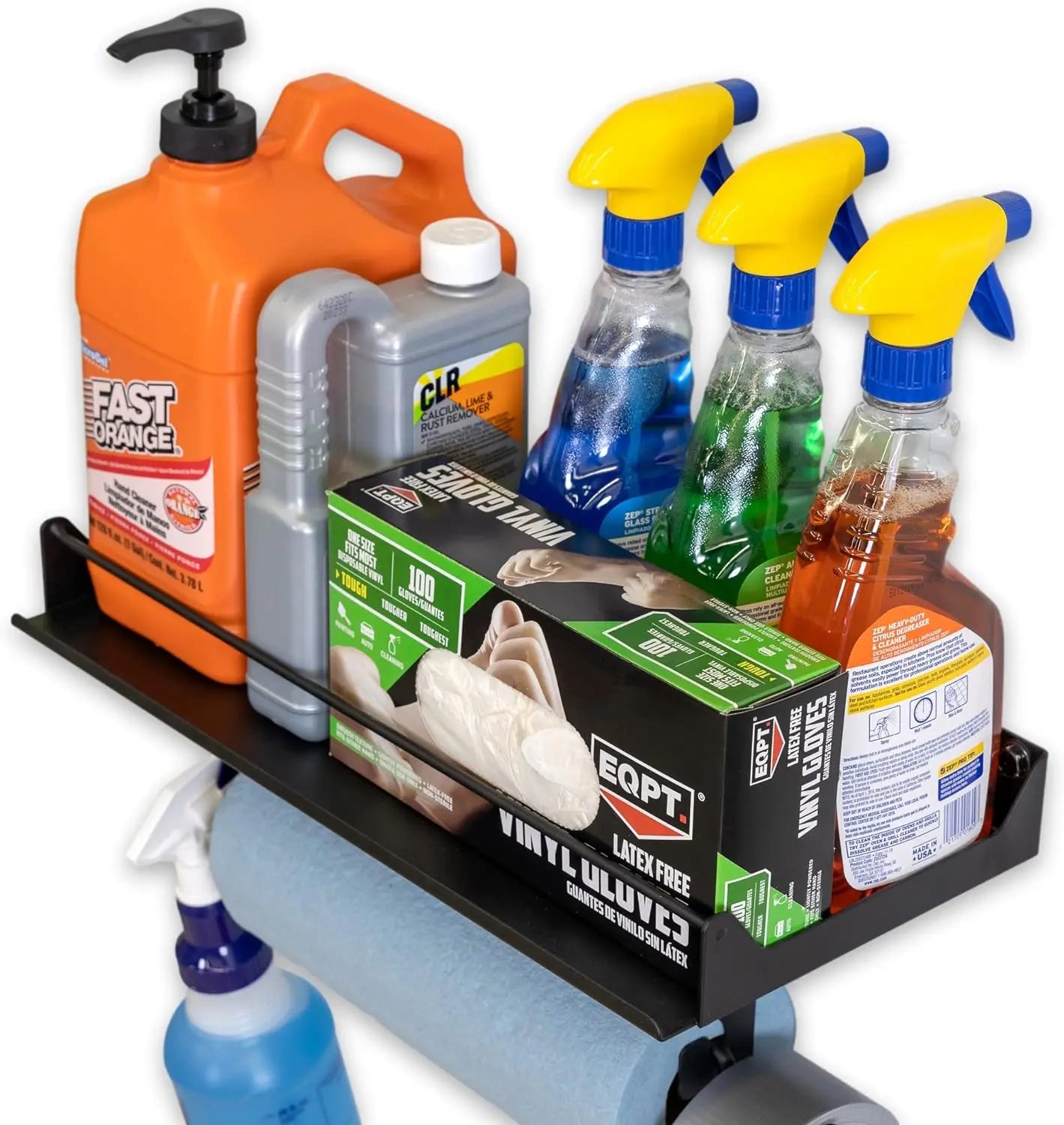 Garage Quick Clean Station Paper Towel Holder Wall Mount Shelf One-Hand Tear Garage Organization and Storage Rack