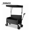 300kg Folding Wagon with Canopy & Seats, Heavy Duty Beach Cart for Camping, Picnic, Grocery Shopping, Portable Utility Pull Cart
