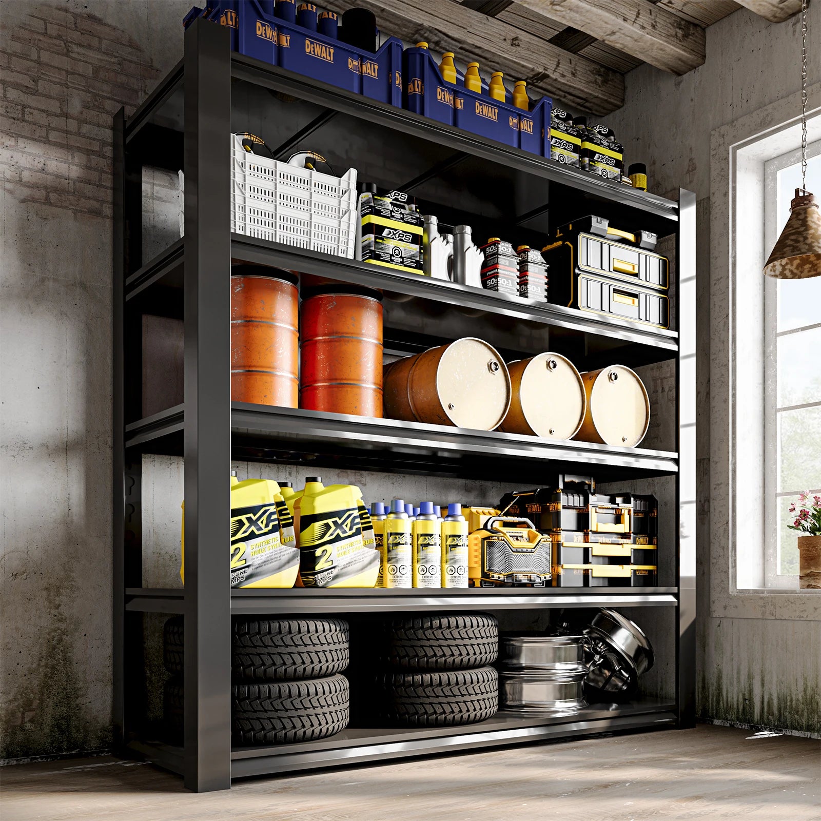 5‑Tier Heavy‑Duty Garage Shelving