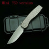 LEMIFSHE New Brown Mini FSD Real Titanium Alloy Handle 154CM Steel Outdoor Camping Survival Pocket EDC Tool Folding Knife