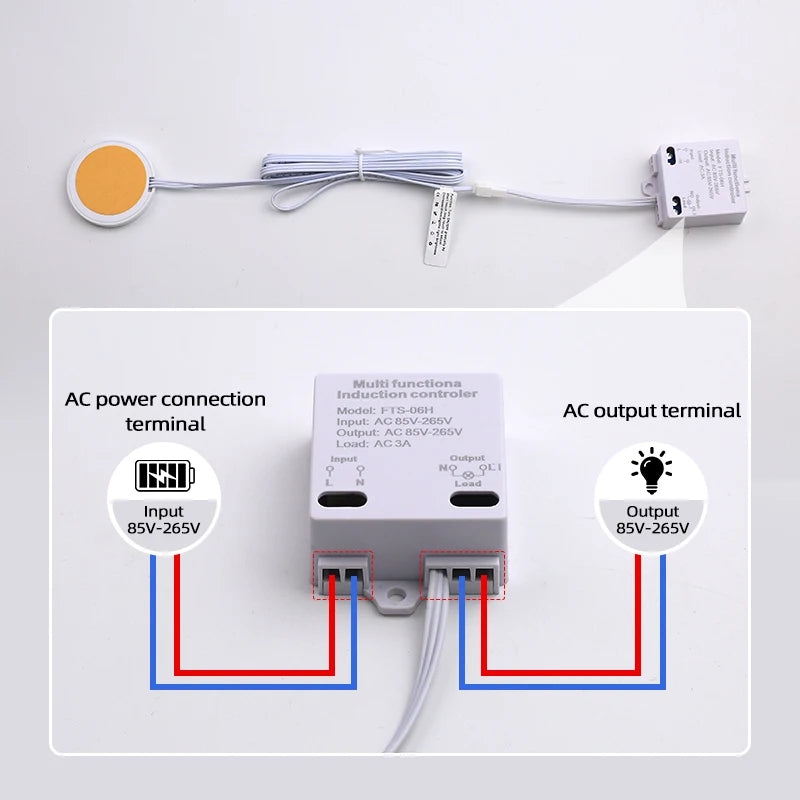 85V-265V AC LED touch switch, suitable for hidden cabinet installation, can penetrate 40MM thickness wood touch sensor