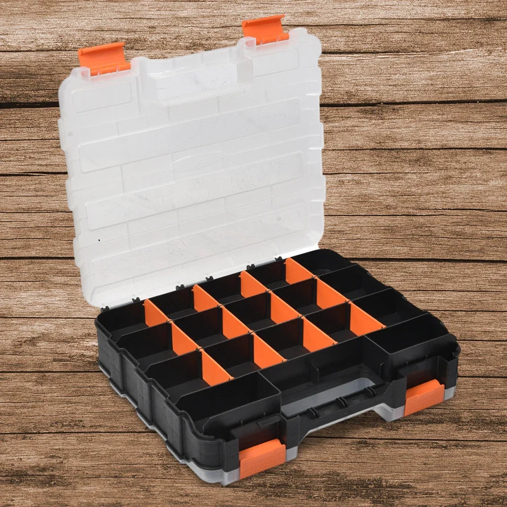 Double Side Tools Box Organizer Tool Storage Box Double Side Tools Box Hardware Tool Arrangement Box for Screws Nuts Nails Bolts