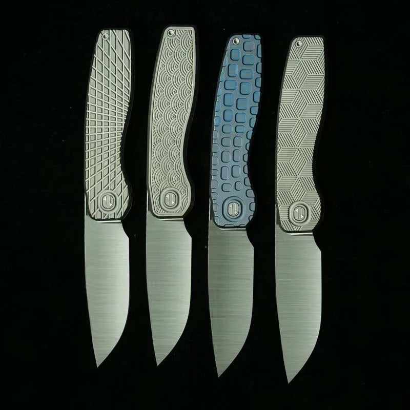 LEMIFSHE New Brown Mini FSD Real Titanium Alloy Handle 154CM Steel Outdoor Camping Survival Pocket EDC Tool Folding Knife