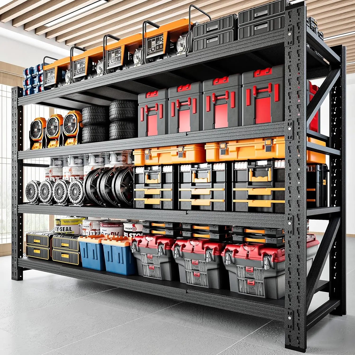 5000LBS Storage Shelves,71" W Garage Shelving Heavy Duty Metal Adjustable Garage Shelves, Shelving Units Industrial Shelving·Hot