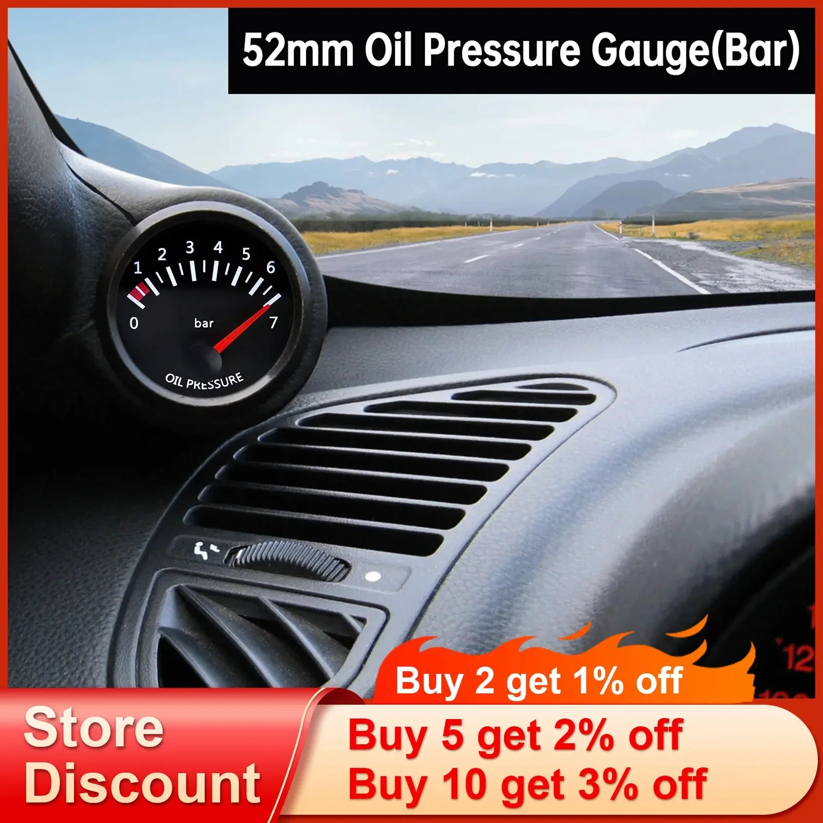 AD 52mm Water Temp/Oil Temp/Voltmeter/Oil Press BAR PSI /Vacuum/Boost Gauge/Air Fuel Ratio/EGT Gauge With Sensor Fit for 12V Car