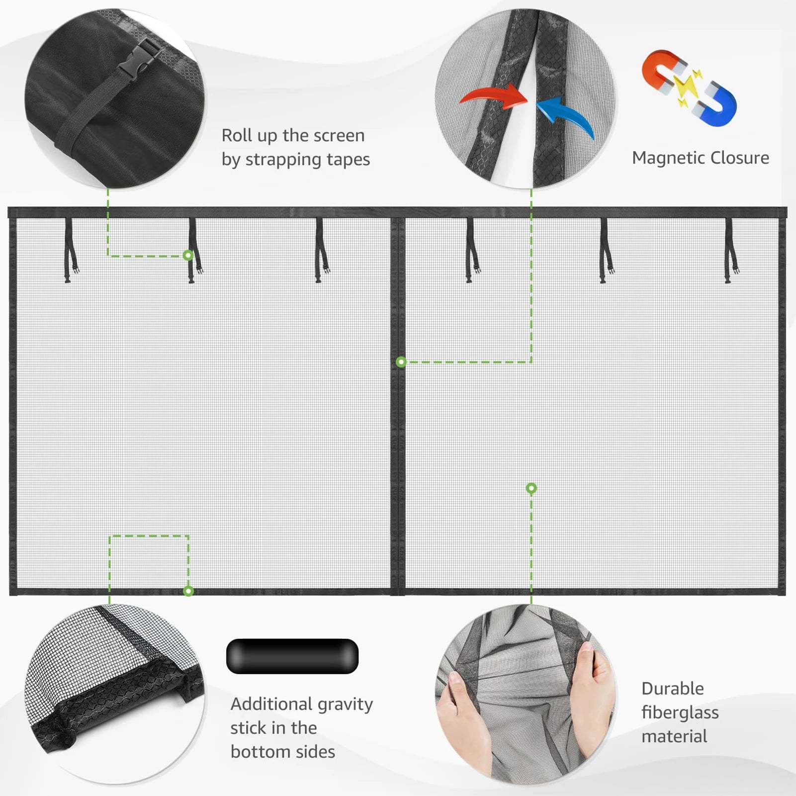 Heavy‑Duty Magnetic Garage Screen Door (2‑Car)