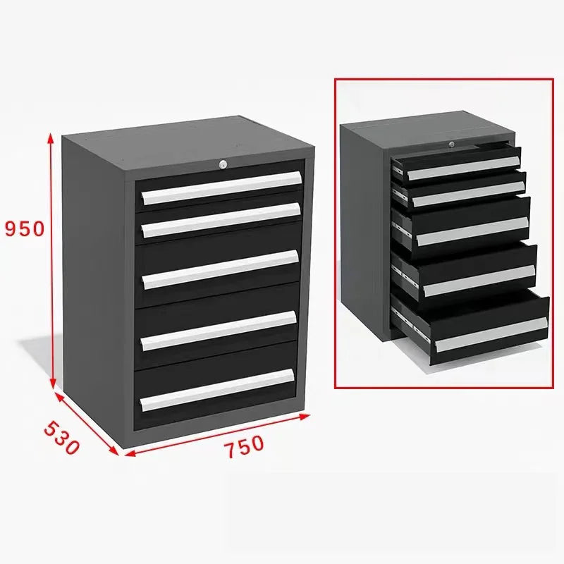 Garage Mechanic Tools Organizing Cabinets: Premium Steel Combo Of Drawer Cabinet And Double-Door Tool Cabinets
