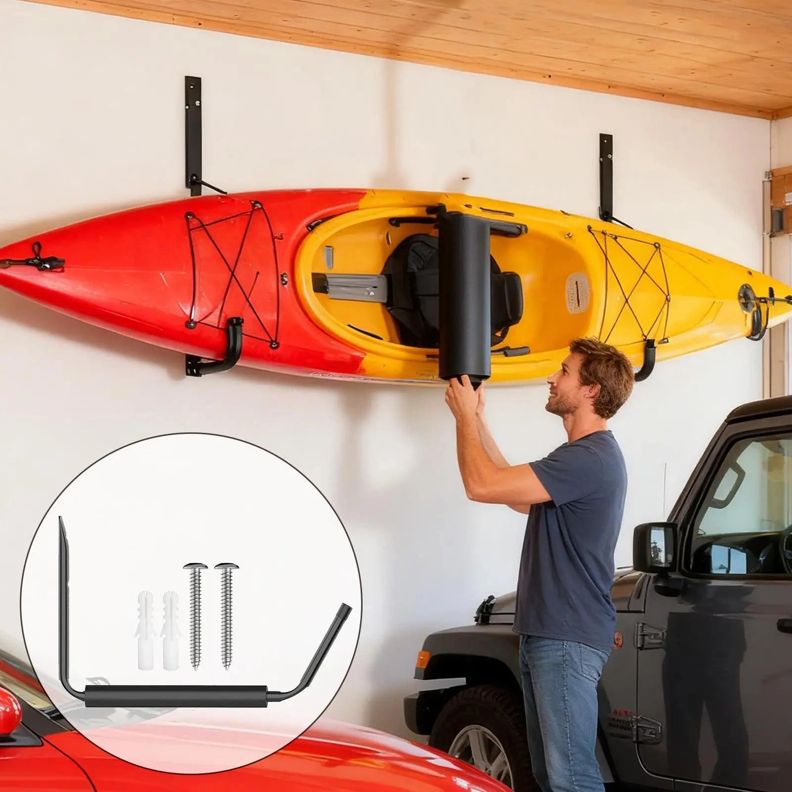 Kayak Rack For Garage Wall Mounted Kayak Storage Rack Wall Mount Hanger For Ladder Bike Paddleboards Surfboard Beach Garage