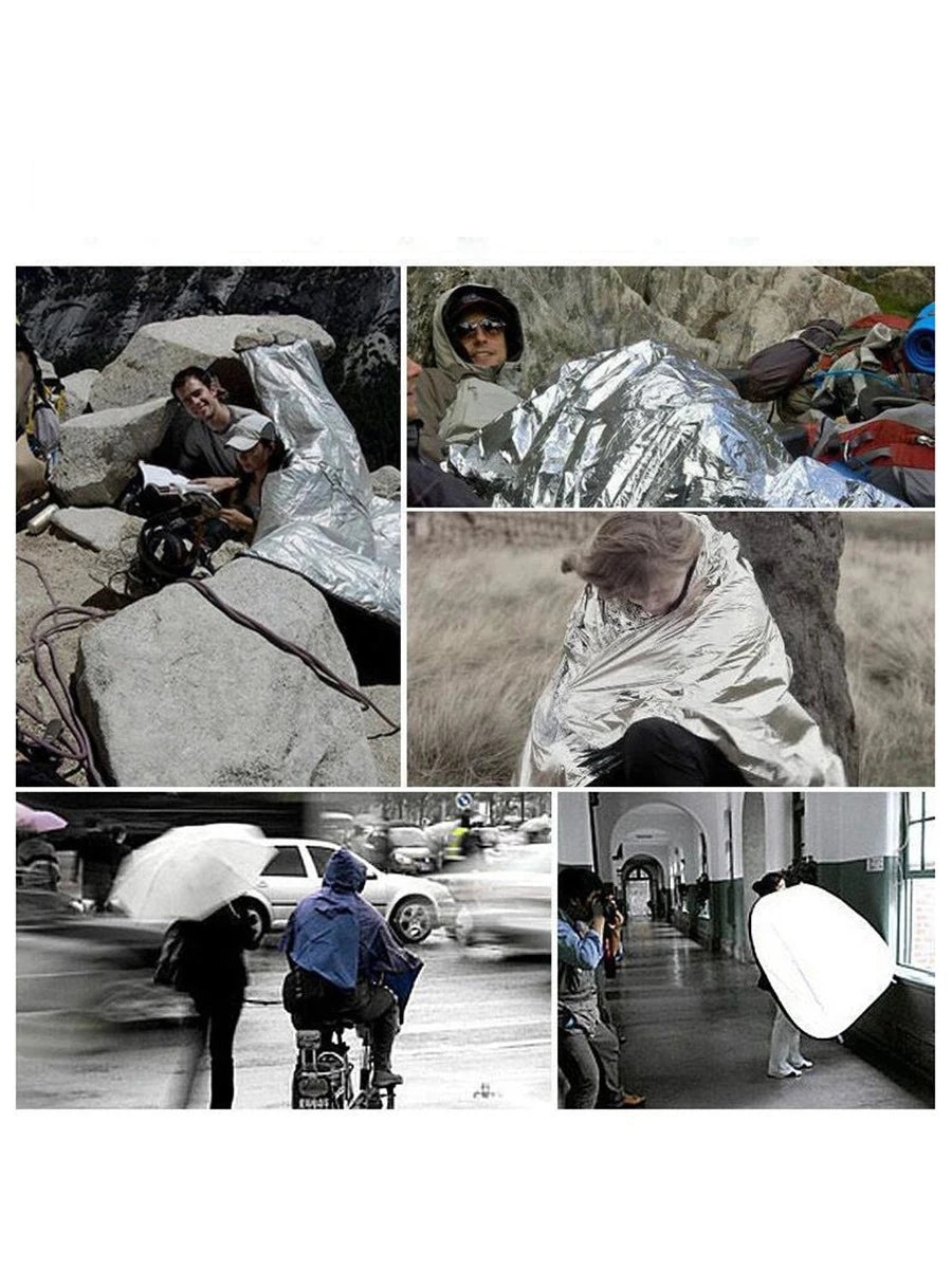 1-10pcs Emergency Thermal Poncho Blanket Lightweight Folding Water Resistant Windproof Sunshade Reusable First Aid Camping Mat