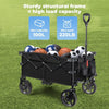 Folding Wagon With Rebound Handle- Wagons Carts Heavy Duty Foldable - Beach Wagon Camping Garden Shopping Grocery Cart