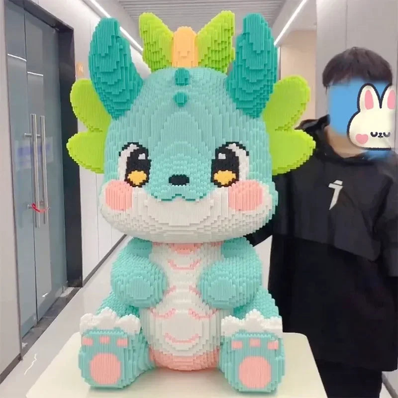New 2026 Dragon Building Blocks Kawaii Flong Baby Small Particle Puzzle Ornaments Children Boys And Girls New Year Birthday Gift