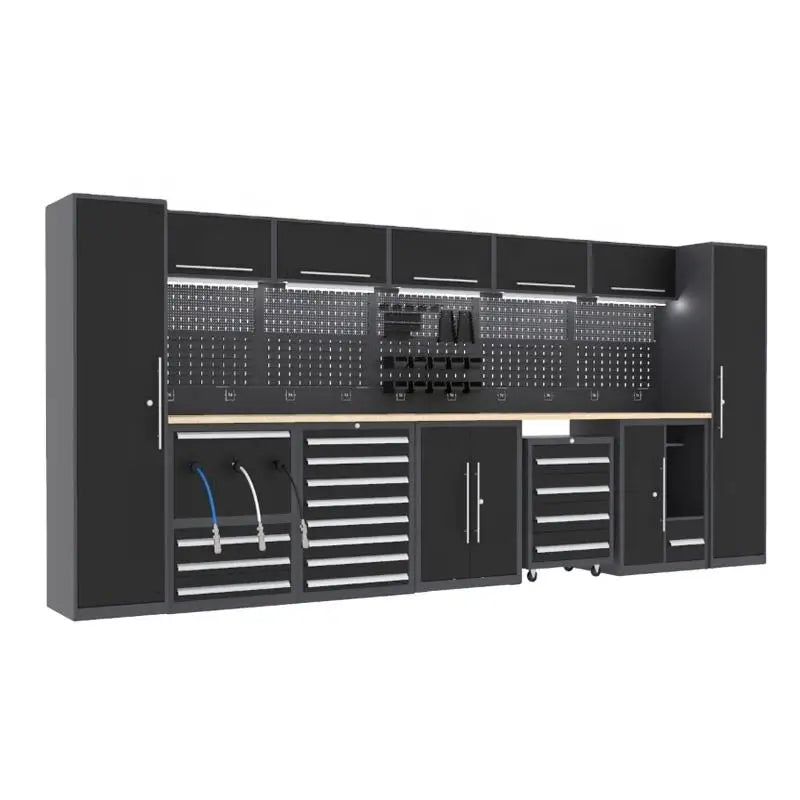 Premium Steel Tool Storage Combination: Drawer Cabinet + Double-Door Cabinet Designed For Garage Mechanic Tools Organization