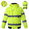 Winter High Visibility Warm Jacket for Men Fluorescent Orange Waterproof Jacket Reflective Bomber Jacket Workwear