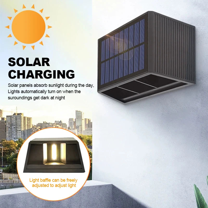 COB Outdoor Solar Lights Garden Decoration External Decors Sunlight Wall Lamp for Yard Walkway Fence Dusk to Dawn Waterproof
