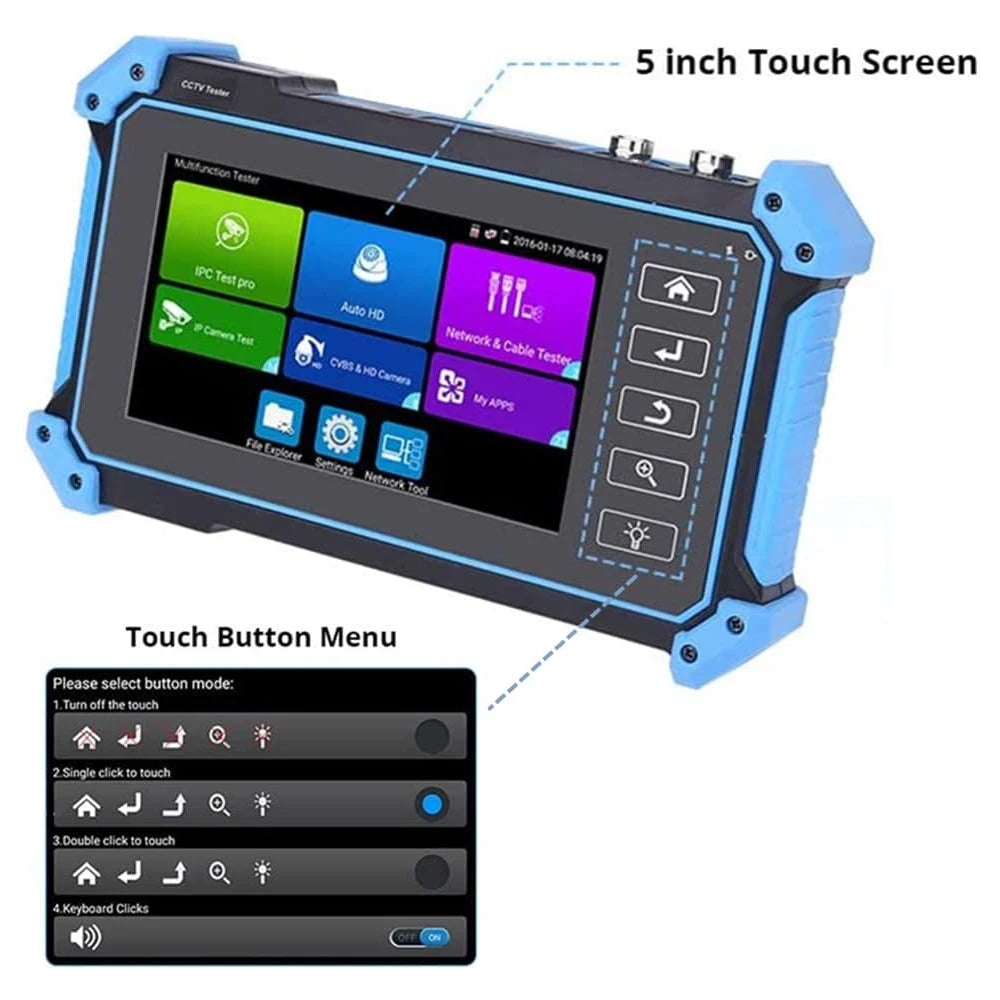 WSDCAM IPC Tester 8MP AHD/CVI/TV/SDI CCTV Tester with HDMI VGA Input 5in CCTV Monitor for IP Camera Tester CFTV Tester