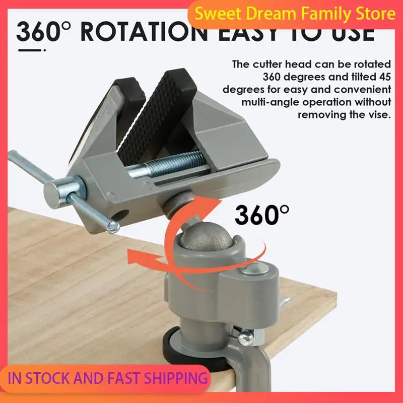 SDFC-Bench Vise Mini 360° Rotatable Fixed Portable Work Bench Table Clamp Tool For Woodworking Jewelry For Drilling