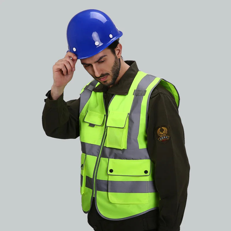 Workwear vest logo printing working waistcoats with pockets and Zipper Customized Company Logo Printing