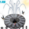 Outdoor Solar Fountain, Solar Water Fountain with 6 Nozzles Various Water Features and 4 Stabilizing Bar, DIY Garden Bird Bath