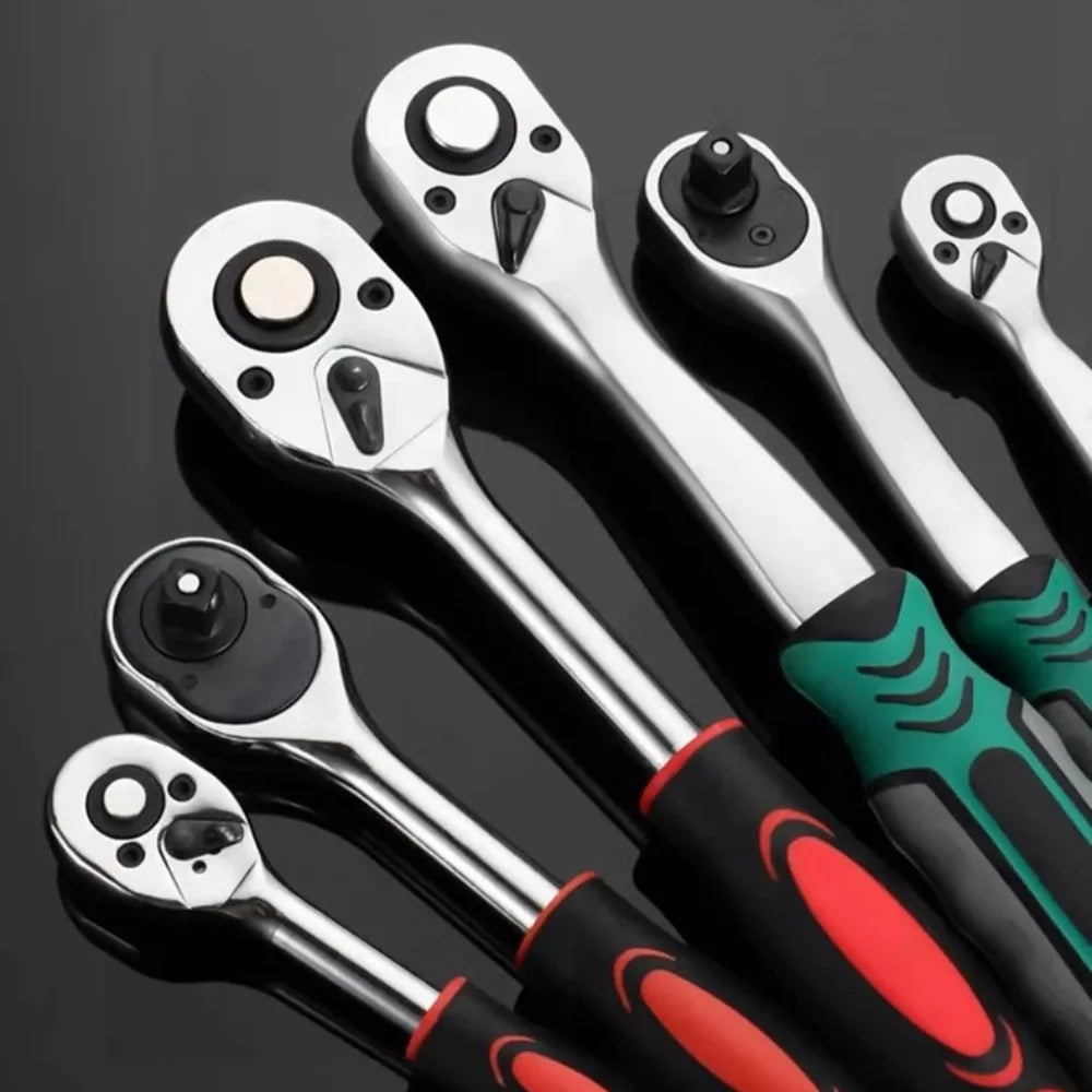 72/24 Tooth Quick Ratchet Wrench 1/2 1/4 3/8 3 Size Flying Wrenches Two-way Socket Wrench Repair Tools for for Vehicle Bicycle