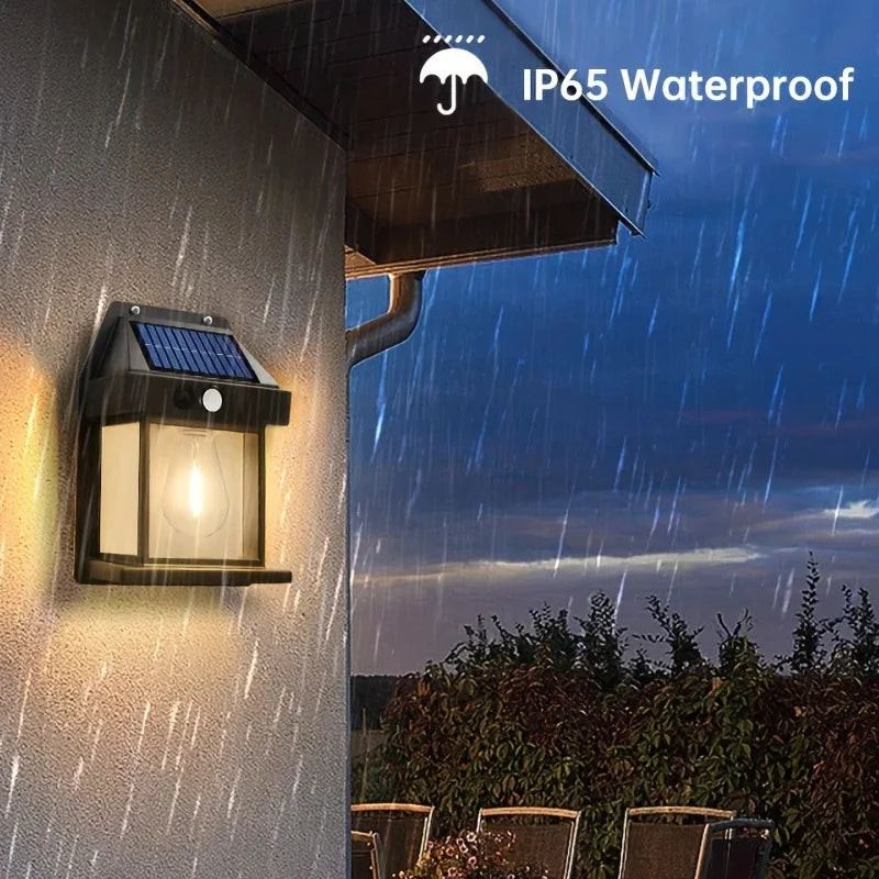 Outdoor Motion Sensor Solar Wall Light - IP65 Waterproof LED Safety Light for Patio, Deck, Porch, Barn & Balcony