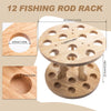 Goture Durable Double Layer Wooden Fishing Rod Holder 12 Rod Storage Capacity for Garage Fishing Rod Display Stand Fixed Frame