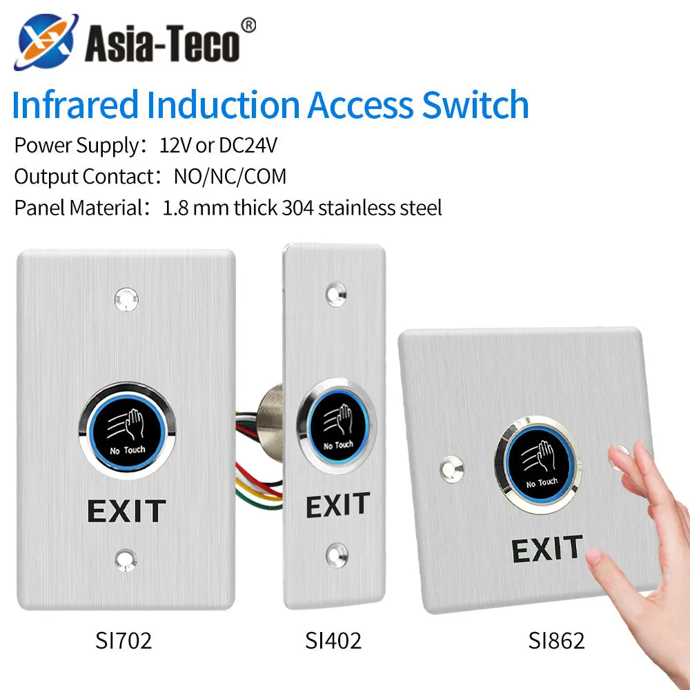 Contactless No Touch Exit Switch Induction Type Release Exit Button Switch  Sensor Access Control DC12V 24V With LED Waterproof