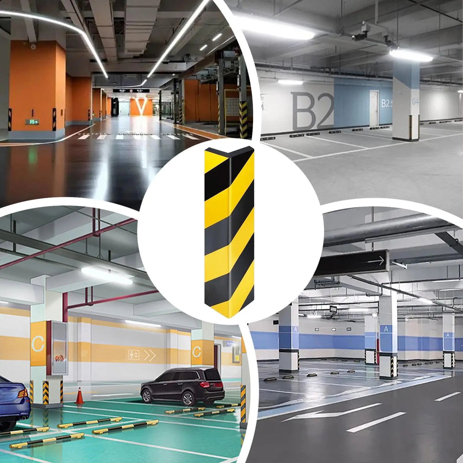 Garage Wall Protector Self Adhesive Reflective Wall Edge Protector Car Doors Reflective Bumper Striped Corner Column Protector
