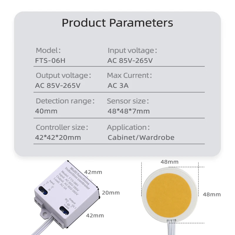 85V-265V AC LED touch switch, suitable for hidden cabinet installation, can penetrate 40MM thickness wood touch sensor