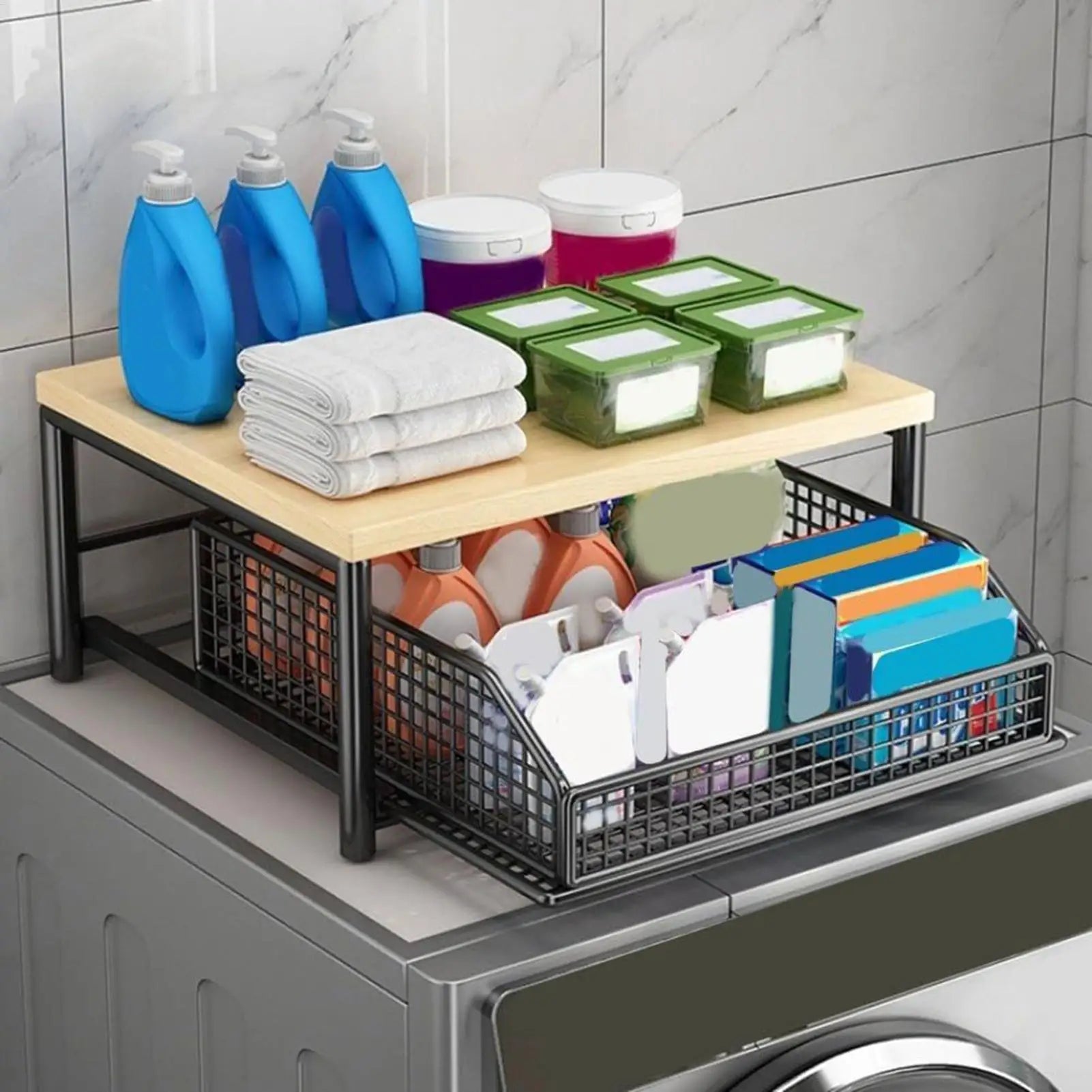 Pantry Shelves 2-Tier Vertical Holder Organizer Double-Layer Storage Shelves for Pantry Kitchen Bathroom Garage Shower Bar