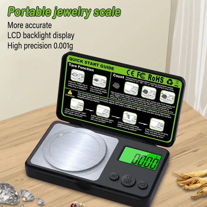 Portable Digital Scale 0.01g Lcd Digital Display Calibration Function Jewelry Scale That Can Be Converted Measurement Units