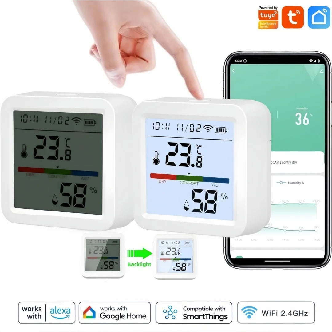 WIFI Temperature & Humidity Sensor With Backlight Hygrometer Thermometer Smart Home APP Remote Moniter Support Alexa Assistant