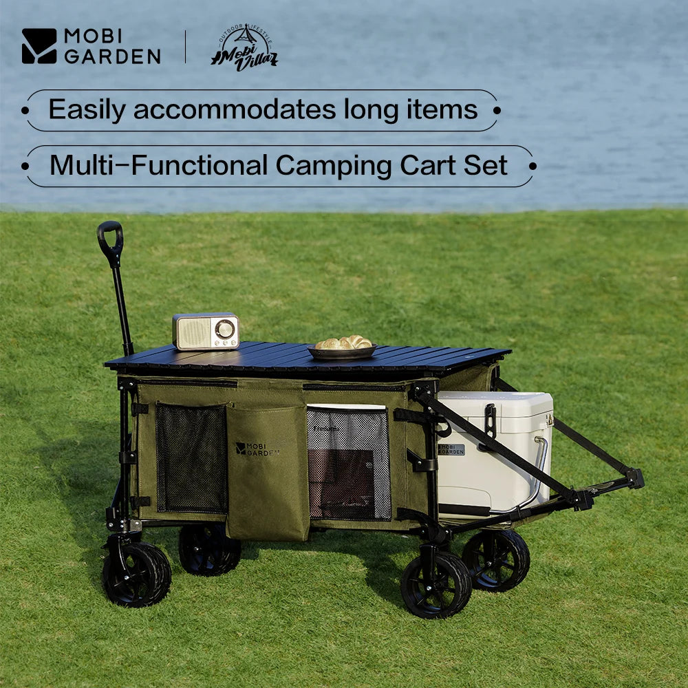 MOBI GARDEN 150L Capacity Folding Wagon Shopping Beach Garden Pull Trolley Collapsible Folding Outdoor Portable Utility Cart