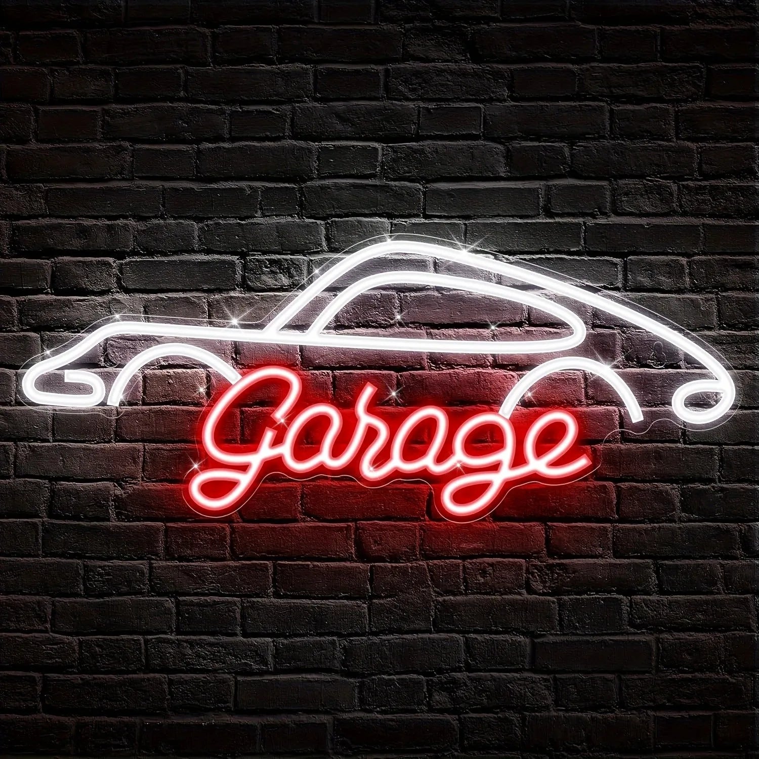 Garage Neon Sign, Led Wall Hanging Decor for Garage, Workshop, Man Cave - Ideal Gift for Dad and Auto Enthusiasts, Plastic Material