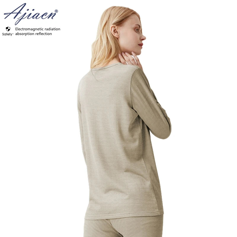 Electromagnetic radiation protective silver fiber knitted fabric long underwear Motor room EMF shielding thermal underwear