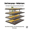 Car Garage Diorama Model 1:64 Steel Frame Multi-Level Garage - 3/4 Story US/JP Style for Diecast Car Display & Collectors